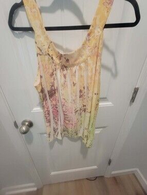 Cato Sz XL Yellow & White Sleeveless Tank Top